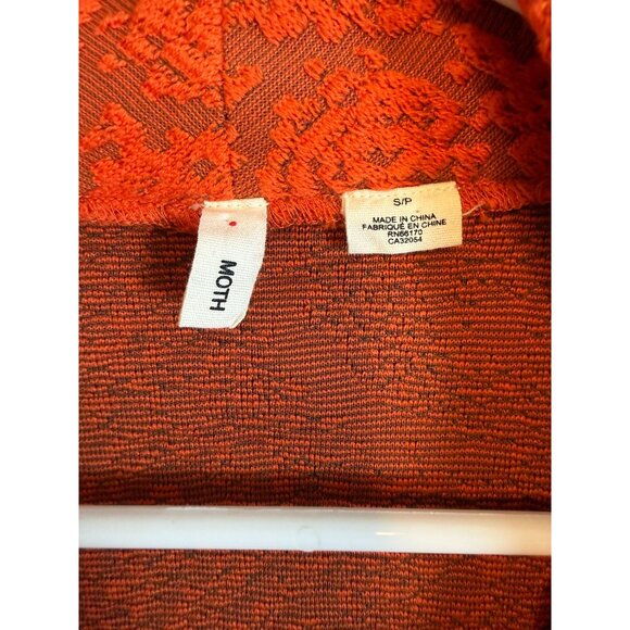 MOTH Anthropologie Jacquard Moto Zip Jacket Orange Small Stretch Long Sleeves - Picture 3 of 12